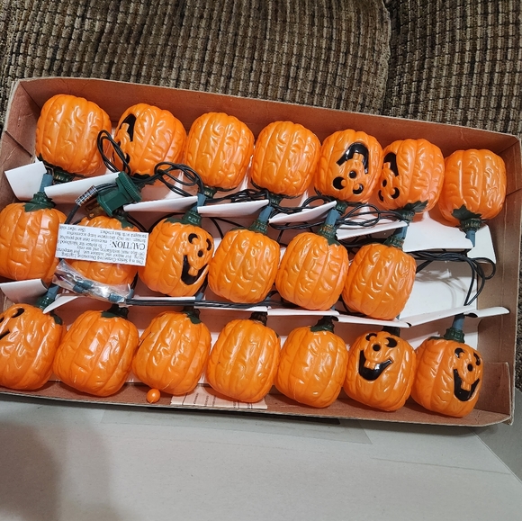 Vintage Pumpkin Blow Mold String Lights Halloween Trick Or Treat 13ft - Picture 7 of 9